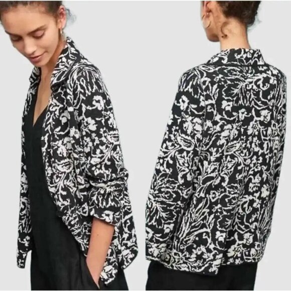 Anthropologie Ett:twa Intarsia Reversible Black and White Knit Blazer Jacket XS - Picture 1 of 14